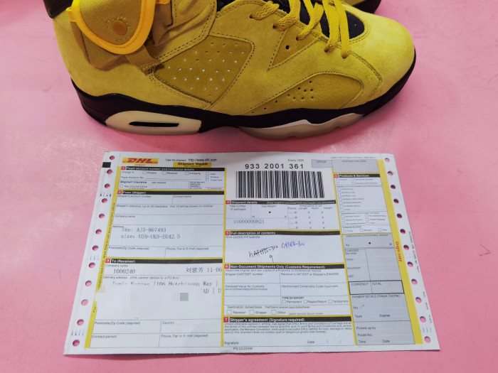 AIR JORDAN 6 YELLOW X TRAVIS SCOTT CN1084-300