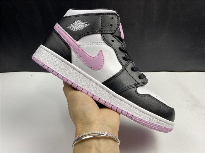 Air Jordan 1 Mid White Black Light Arctic Pink (GS) - 555112-103