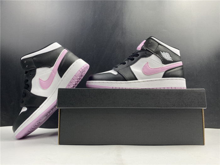 Air Jordan 1 Mid White Black Light Arctic Pink (GS) - 555112-103
