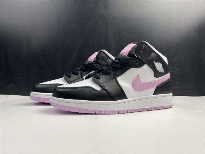 Air Jordan 1 Mid White Black Light Arctic Pink (GS) - 555112-103