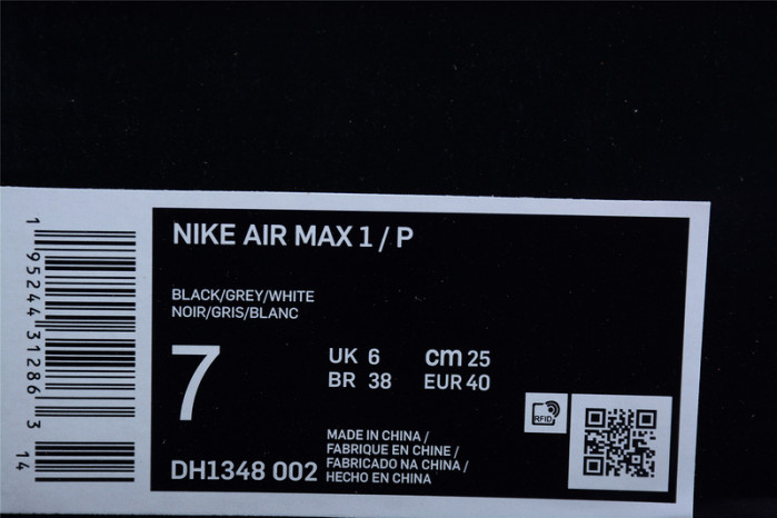 NIKE AIR MAX 1 BLACK/GREY/WHITE NOIR/GRIS/BLANC DH1348 002