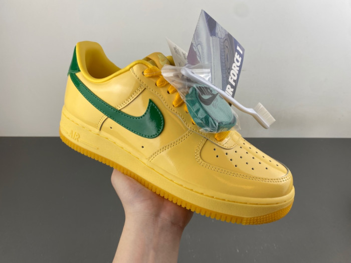 Nike Air Force 1 Low Patent Leather Topaz Gold Pine Green IO4489-700