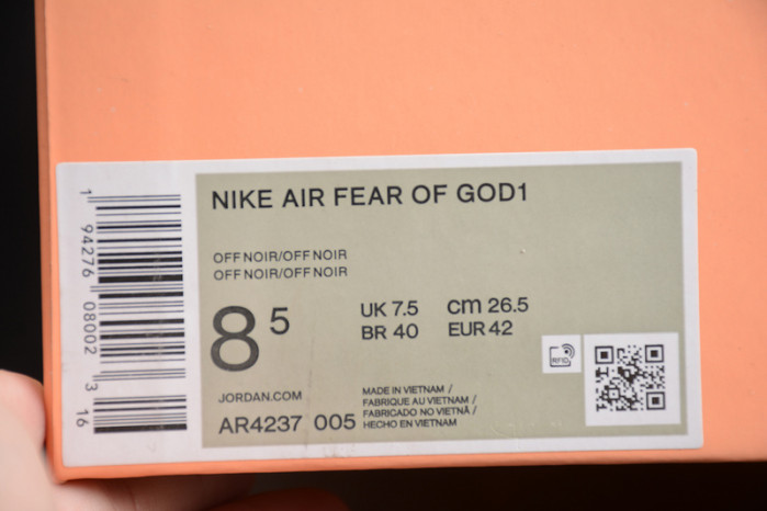 NIKE AIR FEAR OF GOD 1 TRIPLE BLACK AR4237-005